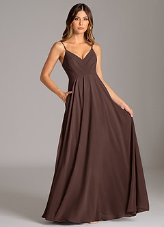 Azazie Amani Brautjungfernkleider A-Linie Plissee Chiffon Kleid Ganache image6