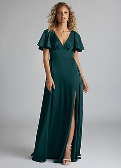 Azazie Kimber Brautjungfernkleider A-Linie Gestreift Stretch-Satin Kleid Kiefer image3