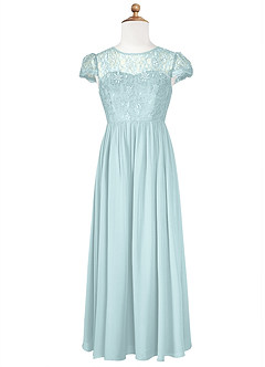 Azazie Delevingne Junior Robe Trapèze en Mousseline de soie Dentelle Brume image6