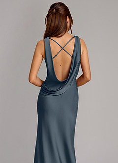 Azazie Cheryl Vestidos de damas de honor Vestido de Crepúsculo de Satén Elástico de Corte Sirena image2