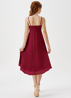 Azazie Mariam Junior Agave A-Line Pleated Chiffon Dress image2