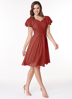 Azazie Hadley Final Sale A-Line Pleated Chiffon Knee-Length Dress image5