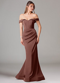 Azazie Everly Vestidos de damas de honor Vestido de Expresado de Satén Elástico de Corte Sirena Convertible con Vestidos sin tirantes image3