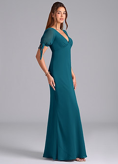 Azazie Pheby Brautjungfernkleider A-Linie Plissee Chiffon Kleid Tintenblau image5