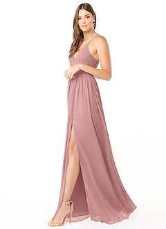 Azazie Aaida Bridesmaid Dresses Dusty Rose A-Line Corset Chiffon Dress image4