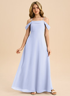 Azazie Anselie Junior Lavender A-Line Off the Shoulder Chiffon Dress image1