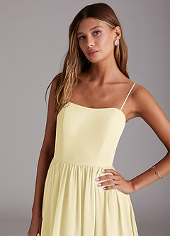 Azazie Calianna Bridesmaid Dresses Lemon Sorbet A-Line Off the Shoulder Chiffon Convertible Dress image7