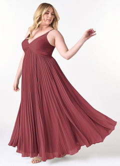 Azazie Raychelle Bridesmaid Dresses Merlot A-Line V-Neck Chiffon Dress image9