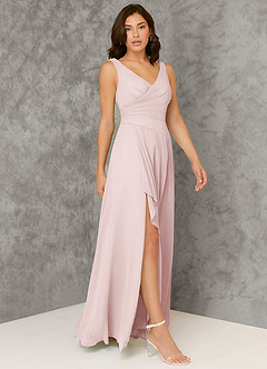 Azazie Kori Bridesmaid Dresses Blushing Pink A-Line Pleated Chiffon Dress image1