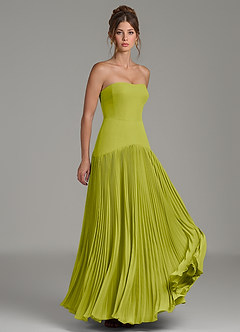 Azazie Yuliana Bridesmaid Dresses Lemongrass A-Line Strapless Chiffon Dress image3