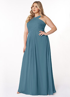 Azazie Kaleigh Abiti da Damigella Abito A-Line in Chiffon Plissettato Bermuda image9