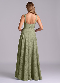 Azazie Shaude Bridesmaid Dresses Pistachio A-Line Pleated Floral Burnout Dress image2