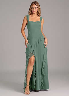 Azazie Sloane Bridesmaid Dresses Eucalyptus A-Line Sweetheart Neckline Chiffon Dress image1