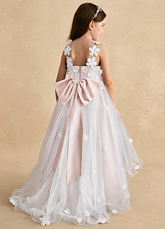 Azazie Celia Flower Girl Dresses Blushing Pink A-Line Lace Tulle Dress image2