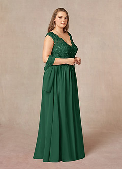 Azazie Amethyst Mother of the Bride Dresses Dark Green A-Line V-Neck Sequins Chiffon Dress image11