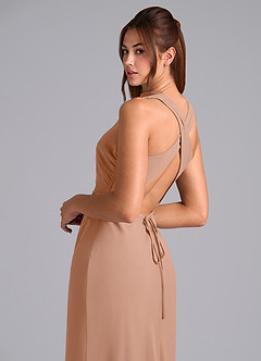 Azazie Evadne Bridesmaid Dresses Champagne Rose A-Line Pleated Chiffon Dress image8