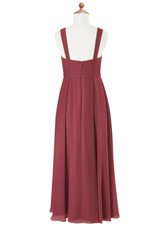Azazie Simoan Junior Abito A-Line in Chiffon Scollo a Cuore Merlot image5