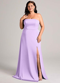 Azazie Wren Bridesmaid Dresses Lilac A-Line Strapless Stretch Satin Convertible Dress image10