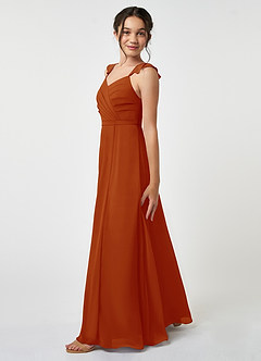 Azazie Emily Junior Paprika A-Line Ruched Chiffon Dress image3