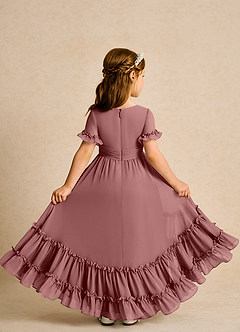 Azazie Kass Flower Girl Dresses Desert Rose A-Line Pleated Chiffon Dress image3