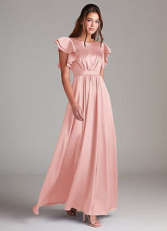 Azazie Daphne Modest brudtärna klänningar Klä A-Linje Rynkad Golvlängd Stretch Satin image3