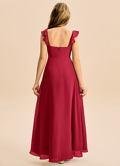 Azazie Mavie Junior Linia A Marszczony Szyfon Długość podłogi Młodsza druhna Sukienka image2