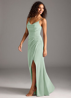 Azazie Deandra Bridesmaid Dresses Agave Mermaid Pleated Chiffon Dress image3