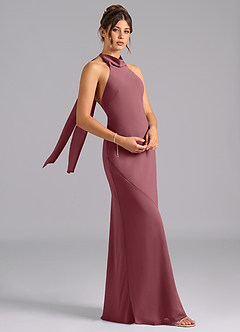 Azazie Velli Abiti da Damigella Abito Sirena in Chiffon Collo alto Rosa Del Deserto image3