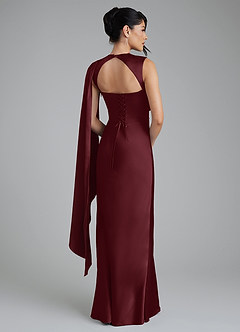 Azazie Taj Bridesmaid Dresses Cabernet Mermaid Corset Stretch Satin Dress image7