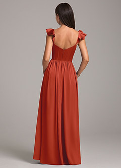 Azazie Denisse Bridesmaid Dresses Rust A-Line Ruched Stretch Satin Dress image2