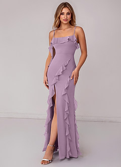 Azazie Malia Bridesmaid Dresses Wisteria Sheath Ruched Chiffon Dress image4