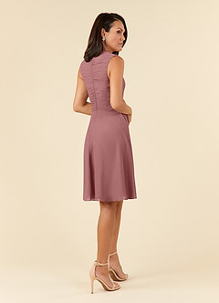 Azazie Theron Mother of the Bride Dresses A-Line V-Neck Pleated Chiffon Knee-Length Dress image4
