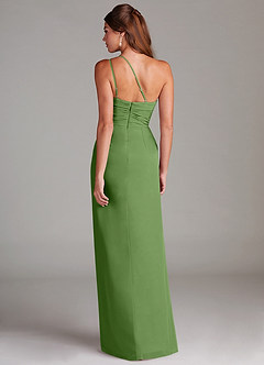 Azazie Eren Vestidos de damas de honor Vestido de Albahaca de Gasa de Corte Recto con Hombro unilateral image7