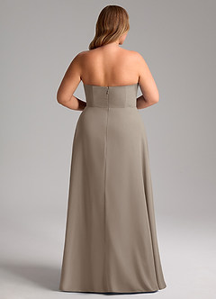 Azazie Wren Bridesmaid Dresses Taupe A-Line Side Slit Chiffon Convertible Dress image15