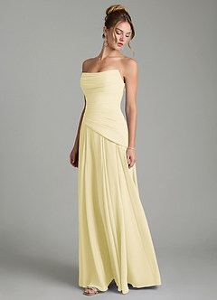Azazie Gabriela Bridesmaid Dresses Lemon Sorbet A-Line Corset Chiffon Dress image6