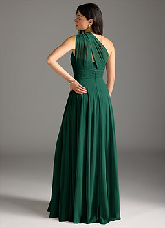 Azazie Charlize Bridesmaid Dresses Emerald A-Line One Shoulder Chiffon Dress image2
