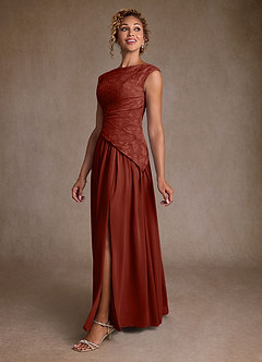 Azazie Kalleen Mother of the Bride Dresses Terracotta A-Line Pleated Chiffon Dress image4