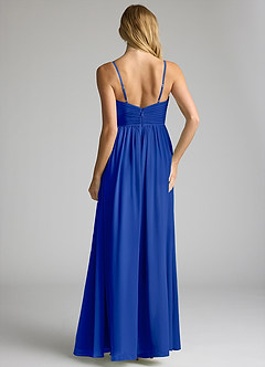 Azazie Alia Bridesmaid Dresses Royal Blue A-Line Pleated Chiffon Dress image5