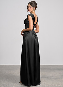 Odette Black Luminous Satin Maxi Dress image5