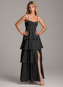 Azazie Alanna Bridesmaid Dresses Black A-Line Sweetheart Neckline Chiffon Dress image5