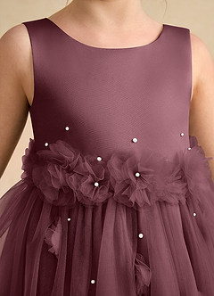 Azazie Lux Flower Girl Dresses Sangria A-Line Beaded Tulle Dress image7