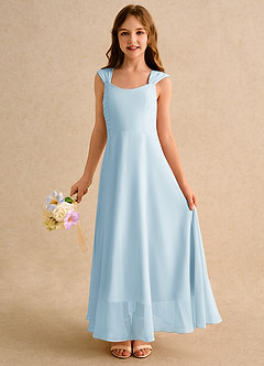 Azazie Oasis Junior Formal Flower Girl Dresses Sky Blue A-Line Pleated Chiffon Dress image1