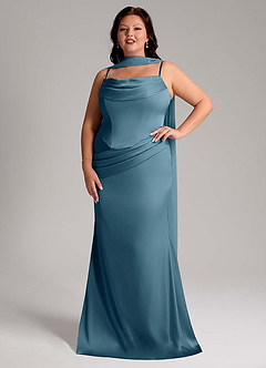 Azazie Sorrel Bridesmaid Dresses Bermuda Mermaid Strapless Stretch Satin Convertible Dress image10