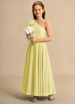 Azazie Guppy Girls Formal Jurken voor bloemenmeisjes A-Lijn Jurk van Chiffon One-Shoulder Citroensorbet image6