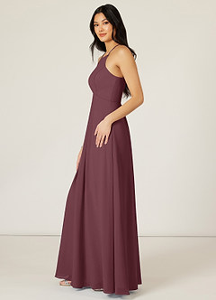 Azazie Sarah Robes de demoiselle d'honneur Robe Empire en Mousseline de soie Plissée Sangria image3