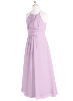 Azazie Bonnie Junior A-Linie Plissee Chiffon Kleid Frostiges Flieder image7