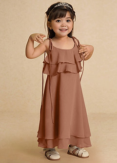 Azazie Temi Flower Girl Dresses Bronzer A-Line Spaghetti Strap Chiffon Dress image7