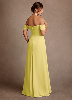 Azazie Amherst Klänningar till brudens mor Klä A-Line i Chiffong Av axeln Kanariefågel image3