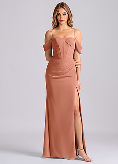 Azazie Joanne Vestidos de damas de honor Vestido de Mai Tai de Gasa de Corte Sirena con Vestidos sin tirantes image5