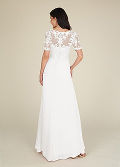 Azazie Amedeus Mother of the Bride Dresses Ivory A-Line V-Neck Lace Chiffon Dress image4